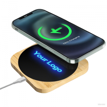 Wireless charger with a light-up logo